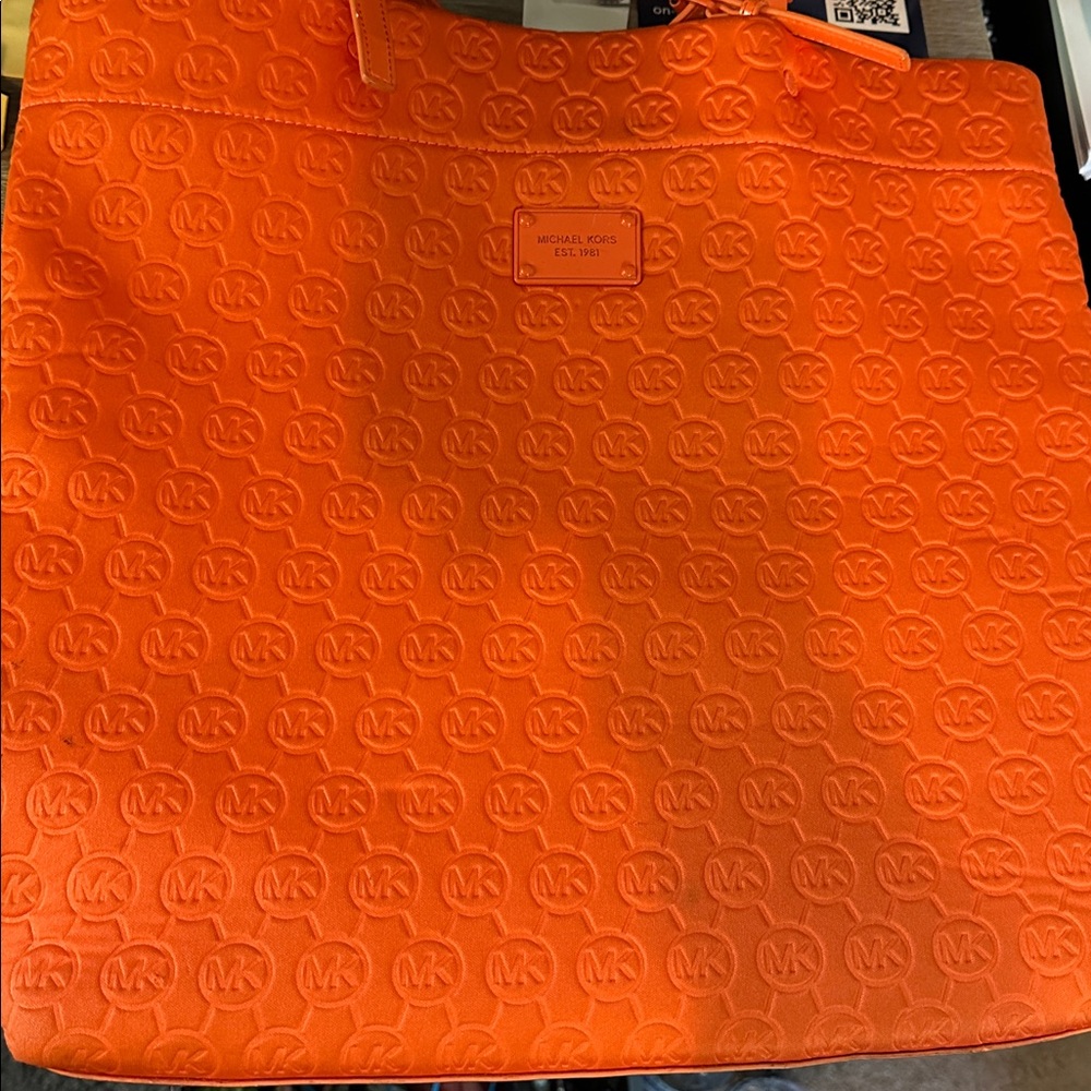 Michael Kors Orange Embossed Tote - Picture 5 of 12